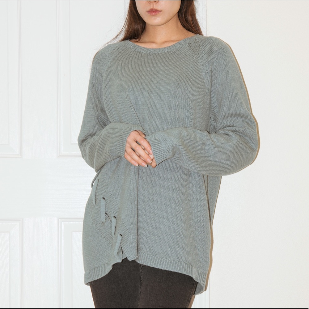 NWT Dusty light grey blue ribbed sweater